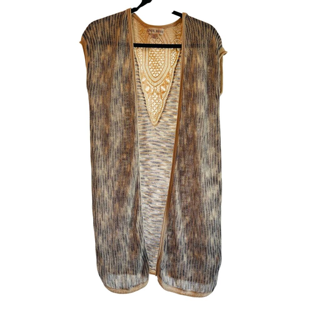 Knox Rose Knit Vest Western Rodeo Open Front Sleeveless Cardigan Women's XS